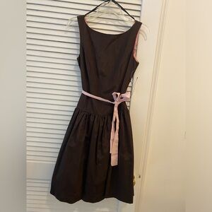 Eliza J dress, brown with full coral pink lining. Size 6. Never worn, tag on.
